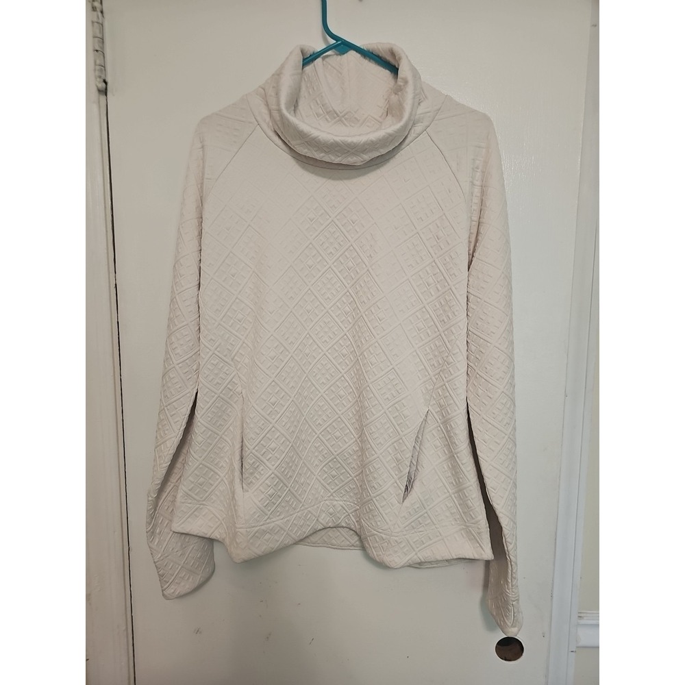 Sherpa Adventure Gear Nyano Pullover Cowl Neck Pockets Ivory Womens Large $120